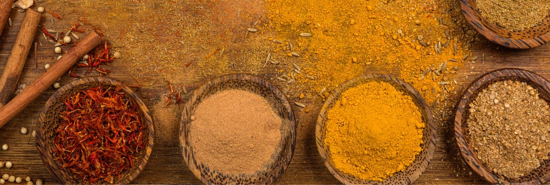 a variety of bulk spices and foods